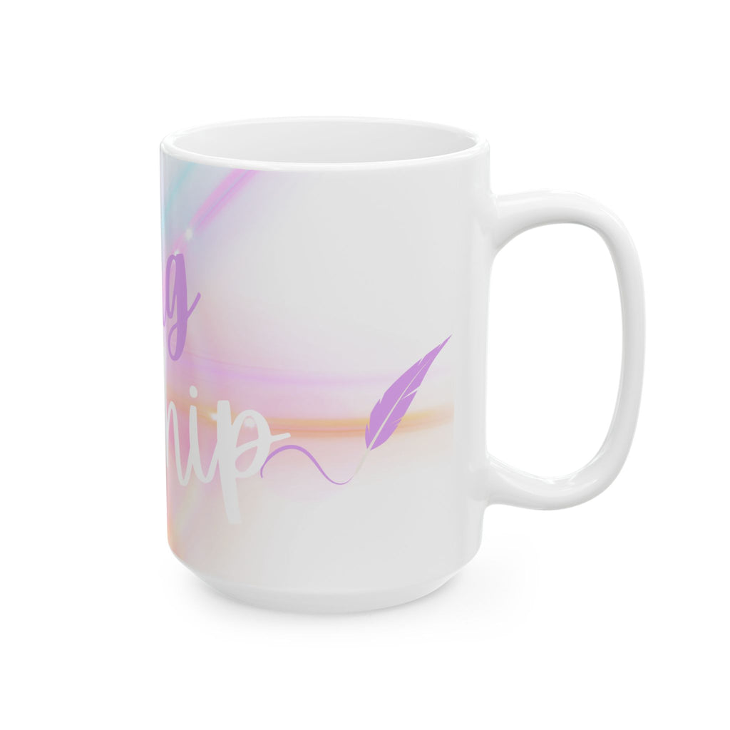 Writing is Worship Pastel Ceramic Mug — Motivational Coffee Cup (11oz/15oz)